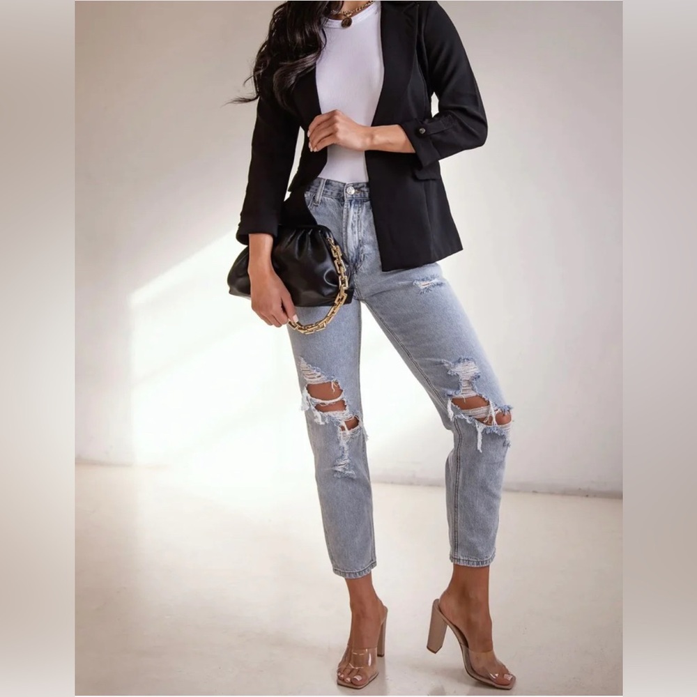 Insane Gene High Rise Ankle Girlfriend Distressed Jean Size 3/25